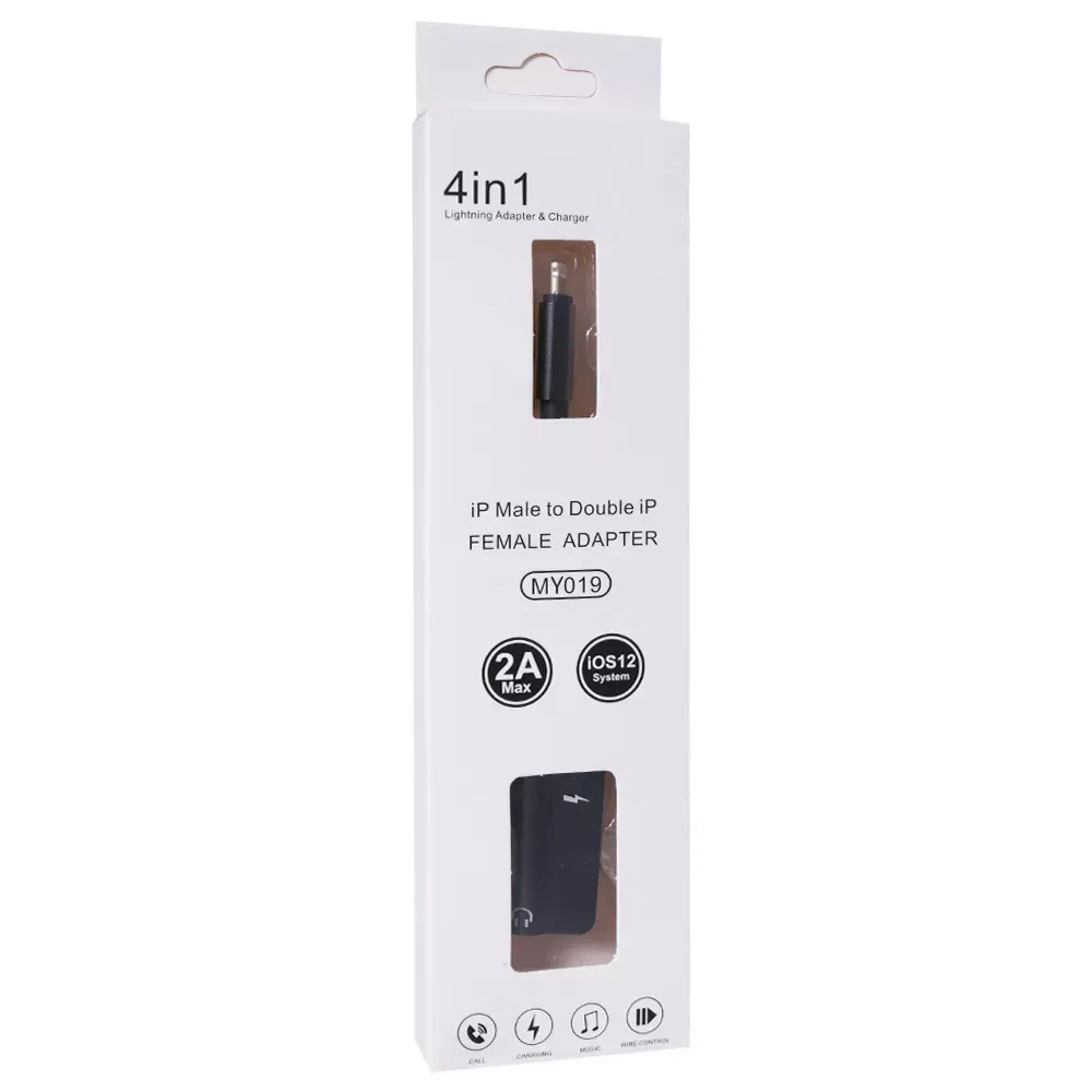 Adapter Lightning To 3.5mm & Lightning MY019 — Black - фото 3