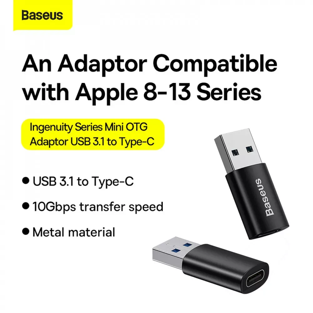 Adapter USB A To USB C Baseus ZJJQ0001 — ZJJQ000101 Black — фото 4
