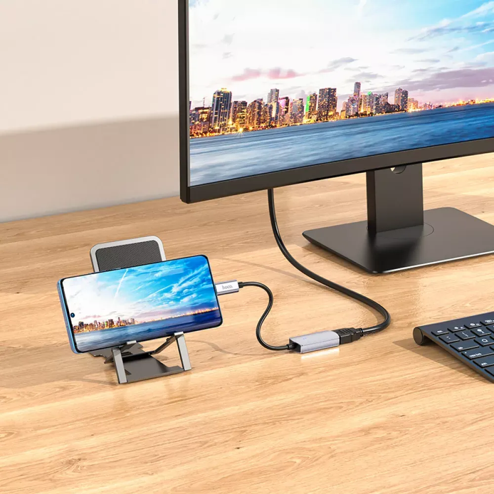 Adapter USB C To HDTV Hoco UA20 __ — Metal Gray - фото 6