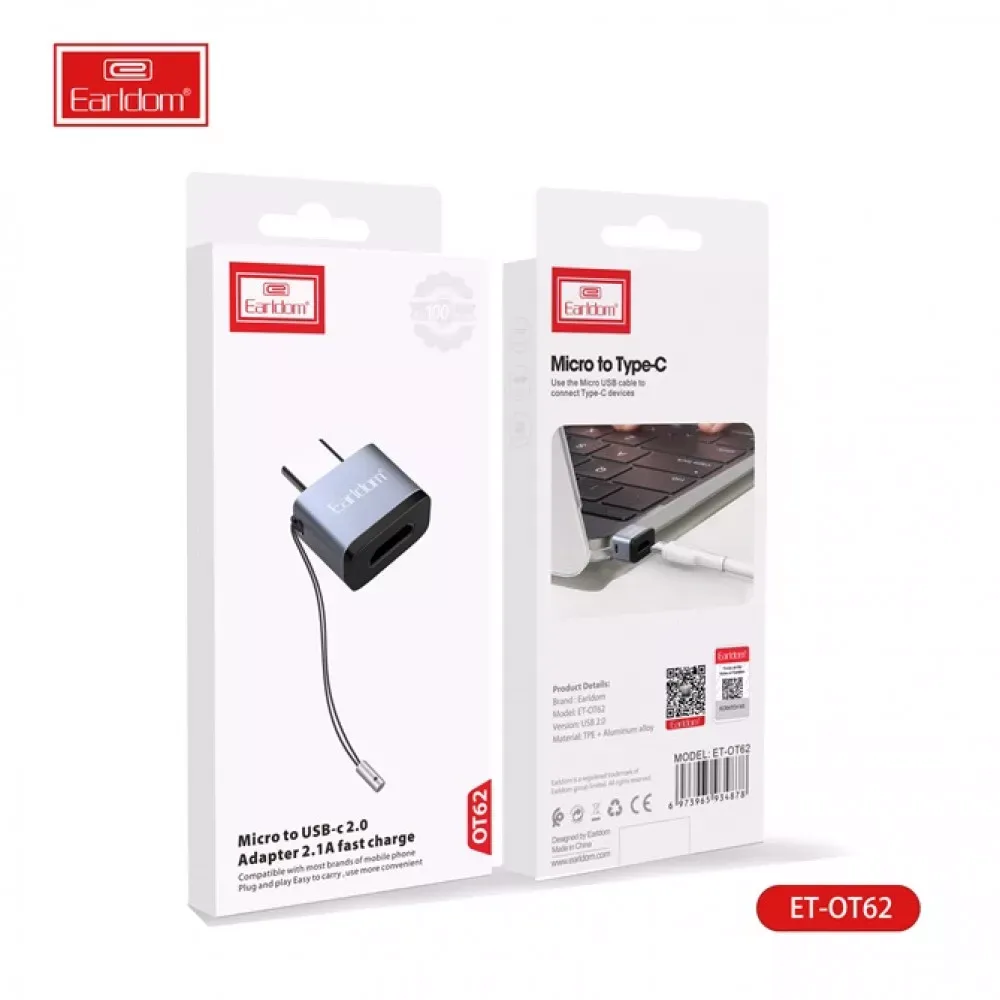 Adapter USB C To Micro Earldom ET-OT62 2.0 - фото 4