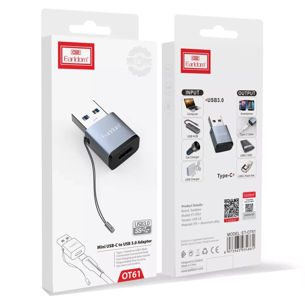 Adapter USB3.0 A To USB C Earldom ET-OT61 - фото 3