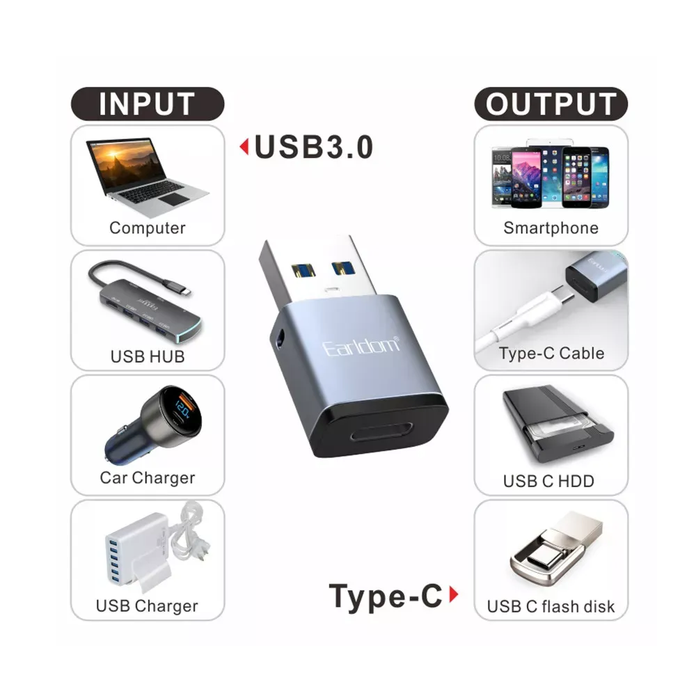 Adapter USB3.0 A To USB C Earldom ET-OT61 - фото 5