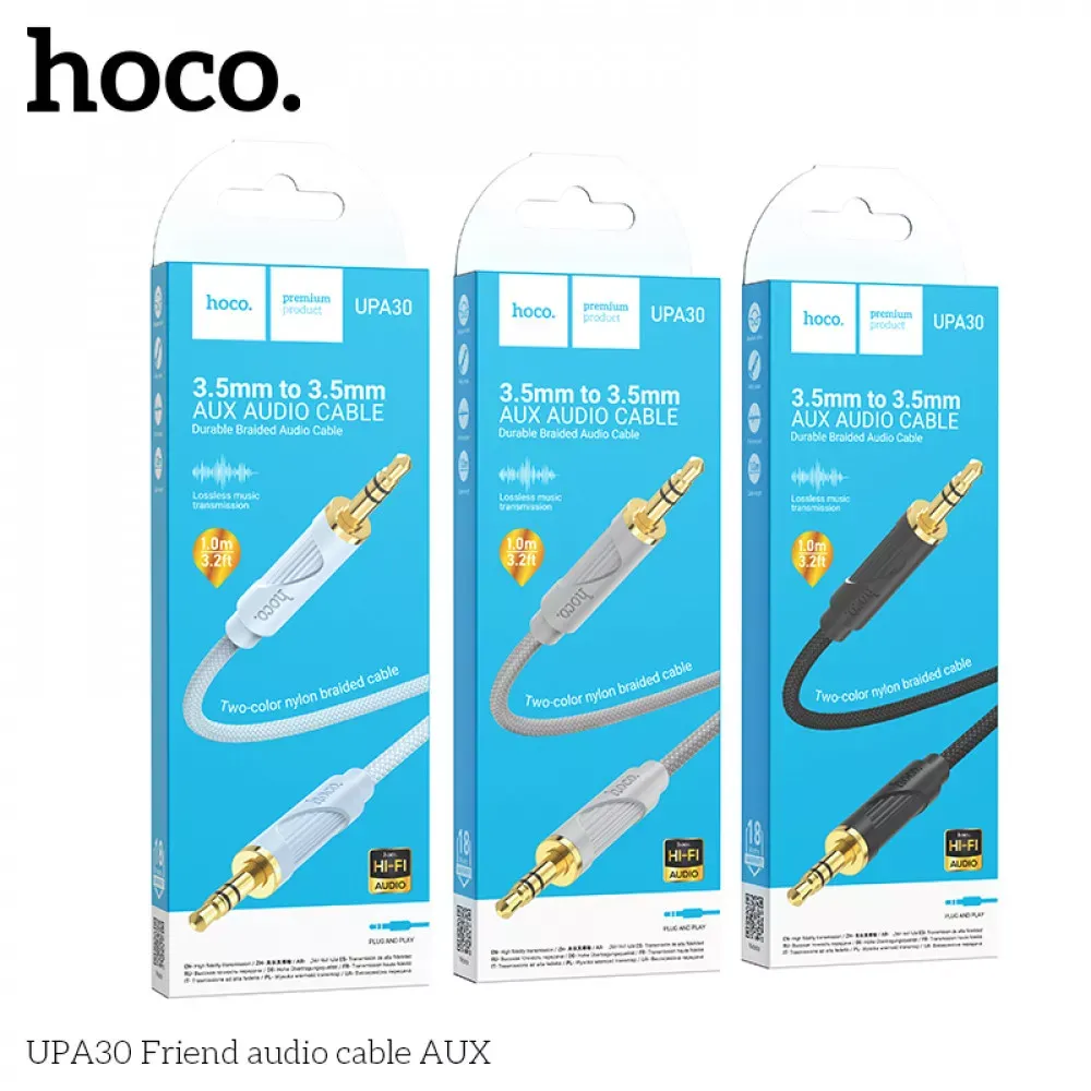 Cable Aux (1m) — Hoco UPA30  — Black - фото 3