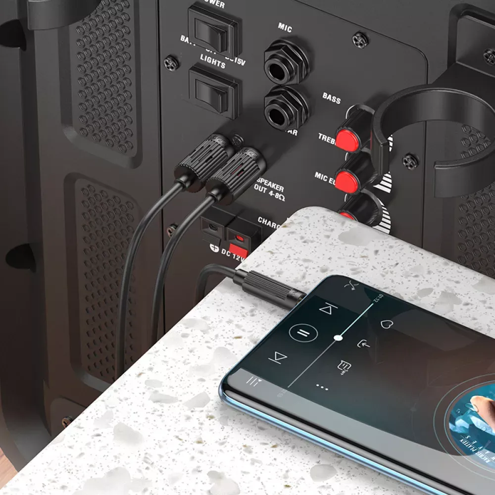 Cable Aux to 2 RCA (1m) Hoco UPA28 — Black - фото 7