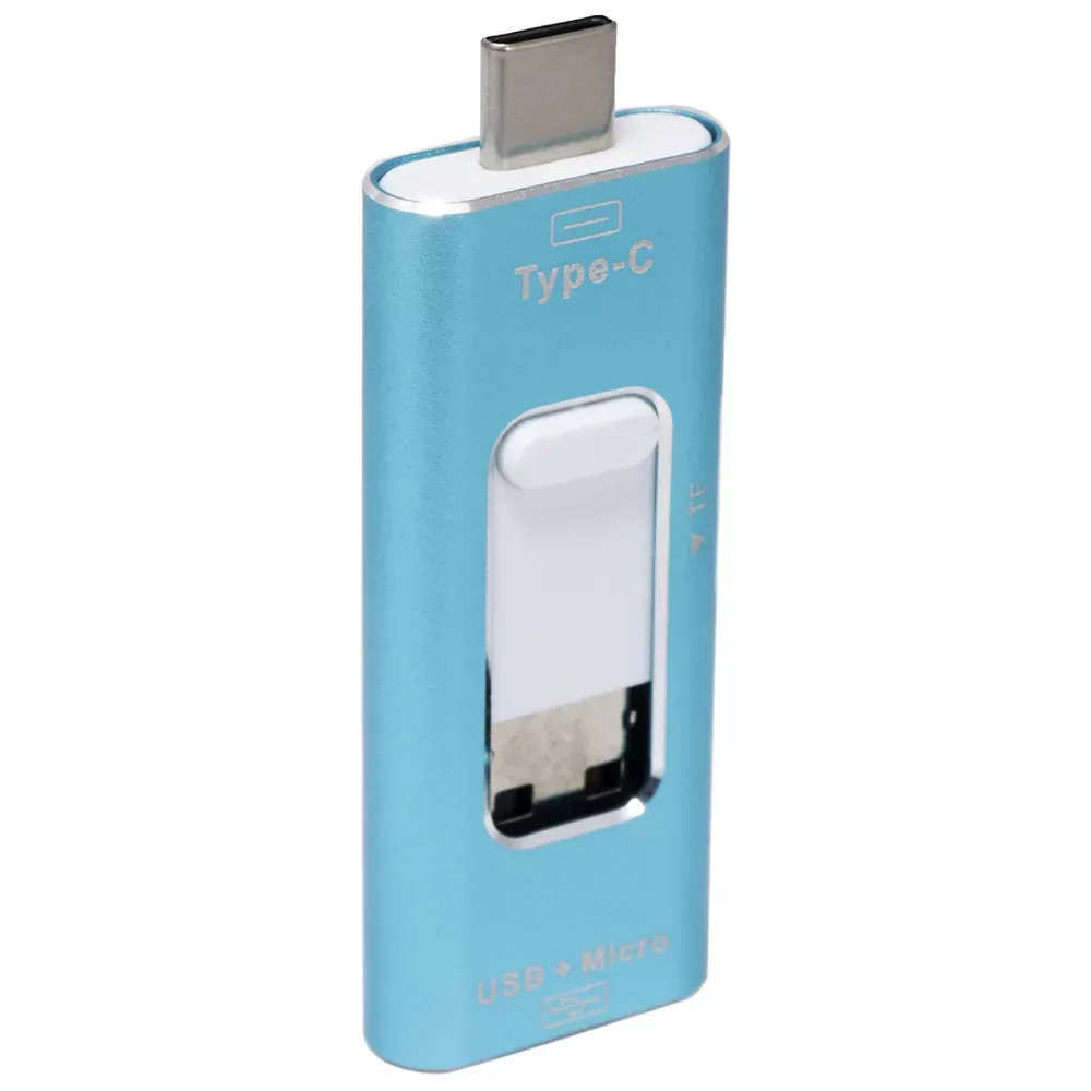 Card Reader Type C (M), USB (M) - MicroSD « OTG SMART» Blue - фото 3