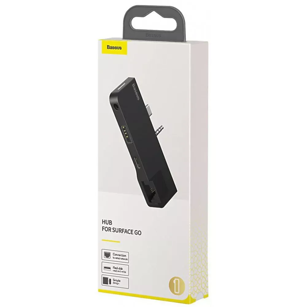 HUB USB C Baseus(CAHUB-FG01) Multifunctional HUB for Surface Go(Type-C+Audio to RJ45+USB3.0+Type-C(data)+Audio) — CAHUB-FG01 Black - фото 3