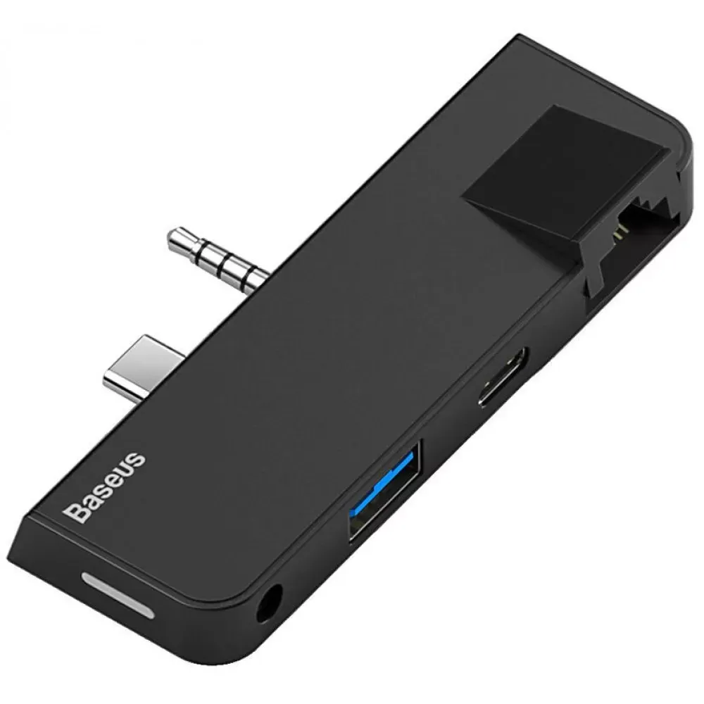 HUB USB C Baseus(CAHUB-FG01) Multifunctional HUB for Surface Go(Type-C+Audio to RJ45+USB3.0+Type-C(data)+Audio) — CAHUB-FG01 Black - фото 8