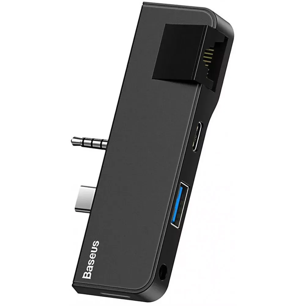 HUB USB C Baseus(CAHUB-FG01) Multifunctional HUB for Surface Go(Type-C+Audio to RJ45+USB3.0+Type-C(data)+Audio) — CAHUB-FG01 Black - фото 9
