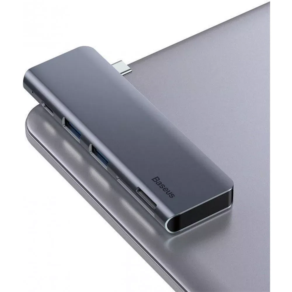 HUB USB C Baseus(CAHUB-K0G) Harmonica 5 in 1 — CAHUB-K0G Black - фото 8