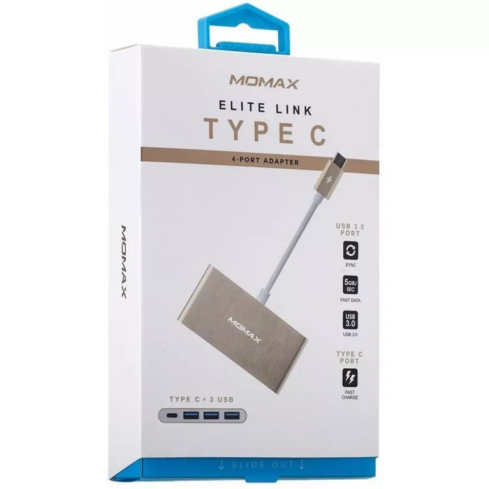 HUB USB C To 4 USB Momax Gold — фото 3