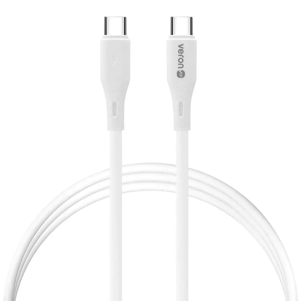 Silicone Cable USB C to C 60W PD (1m) — Veron CC- X82 — White — VERON