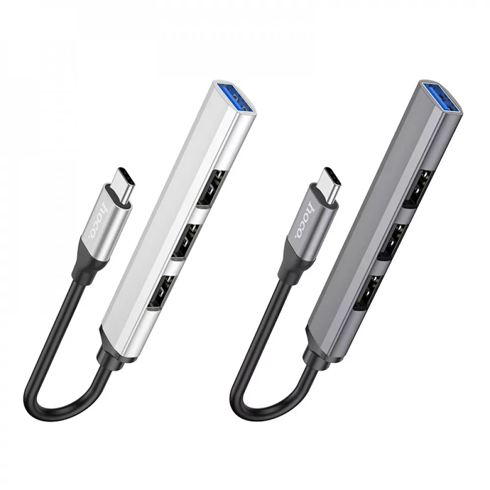 USB HUB : USB C To 4 USB — Hoco HB26 — Metal grey — фото 4