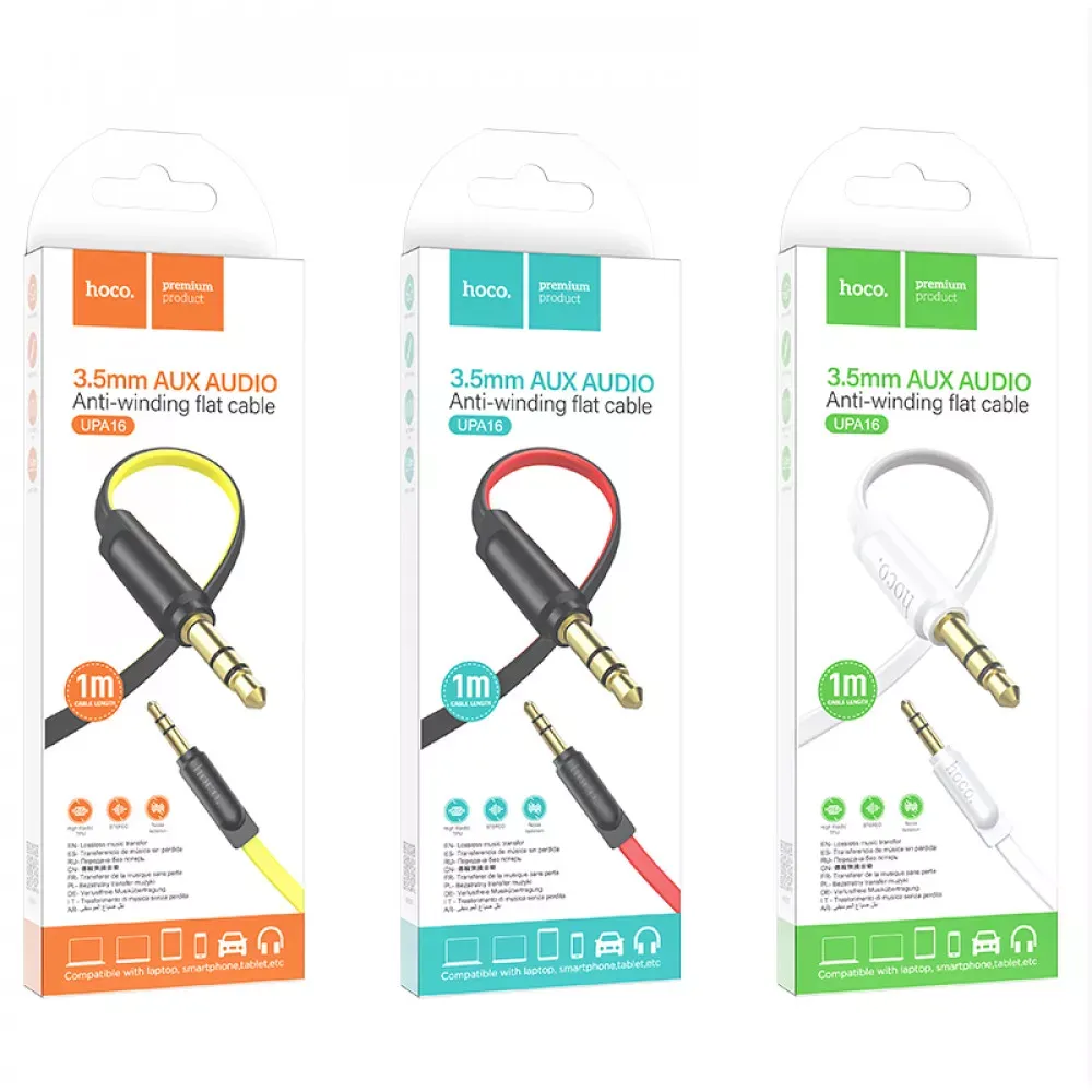 Кабель Aux (1m) Hoco UPA16 — Yellow - фото 9