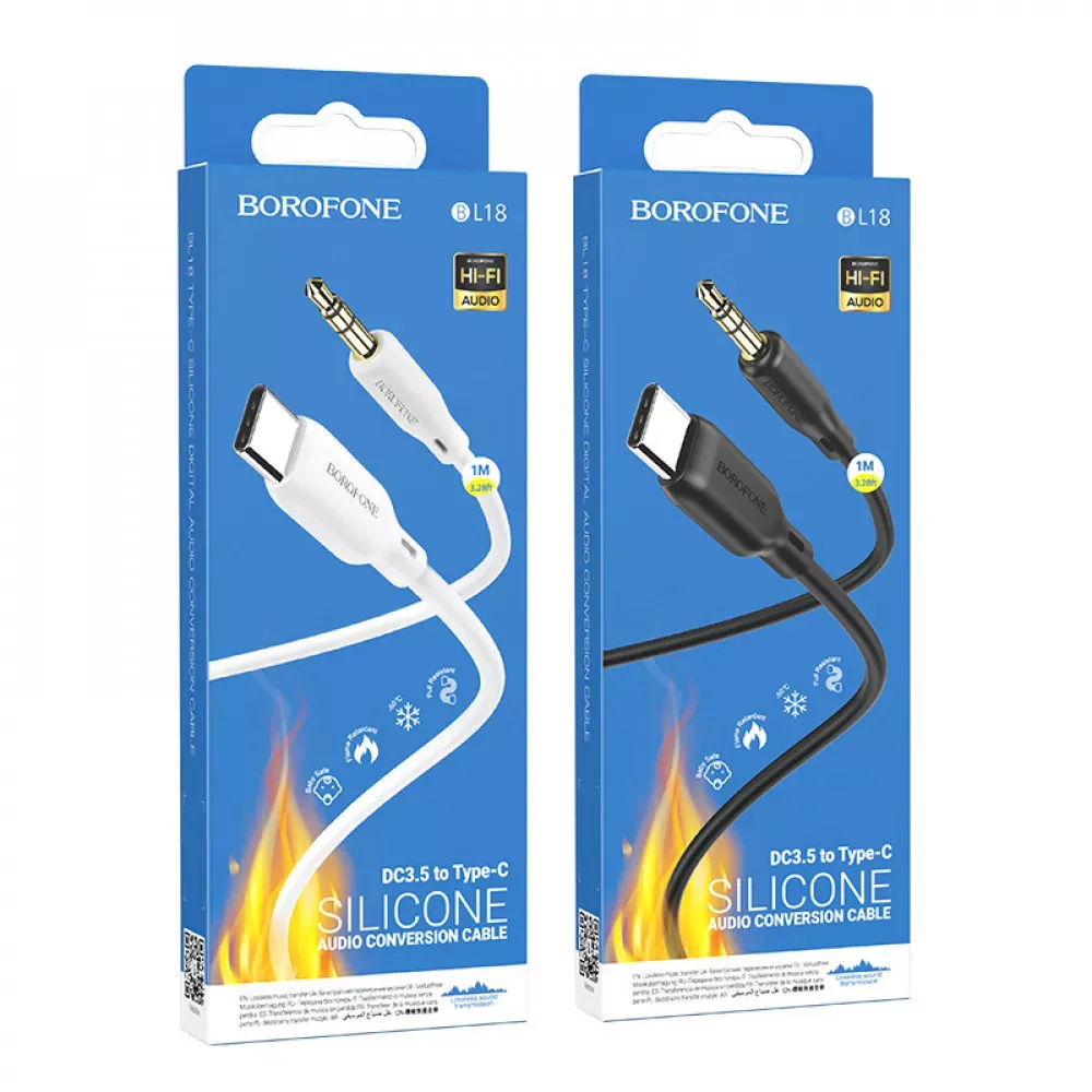 Кабель Aux to USB C (1m) — Borofone BL18 — Black - фото 3
