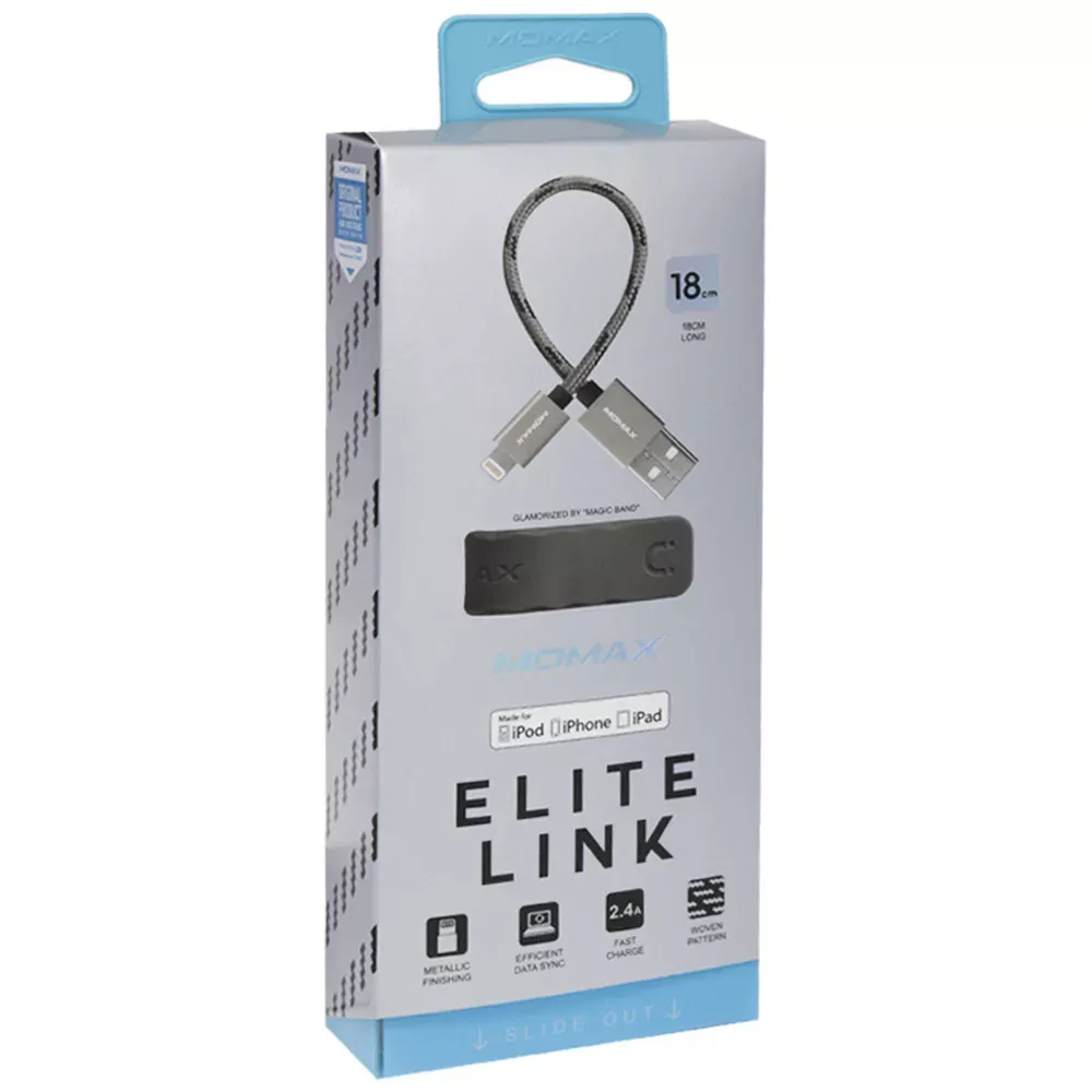 Кабель Lightning 2.4A (0.18m) Momax DL5 — Gray - фото 3