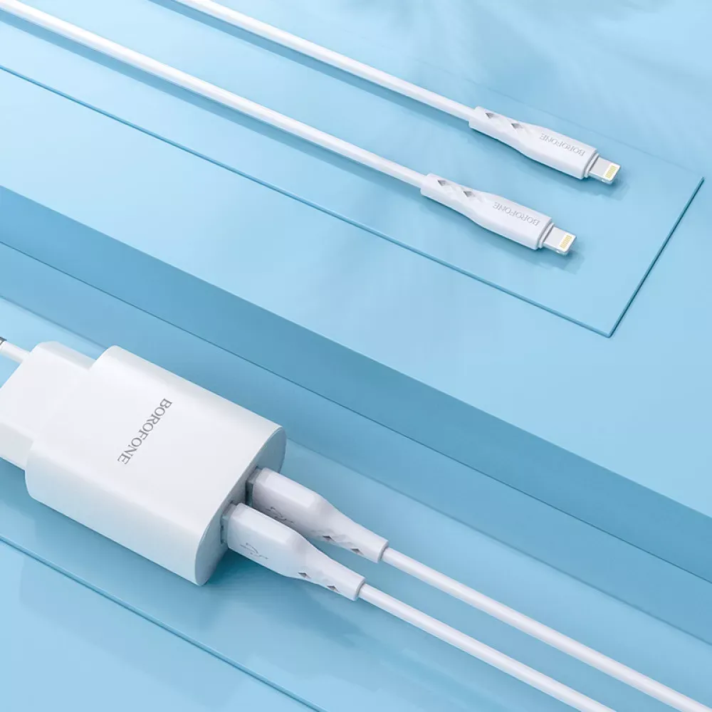 Кабель Lightning 2.4A (1m) Borofone BX48 — White - фото 8