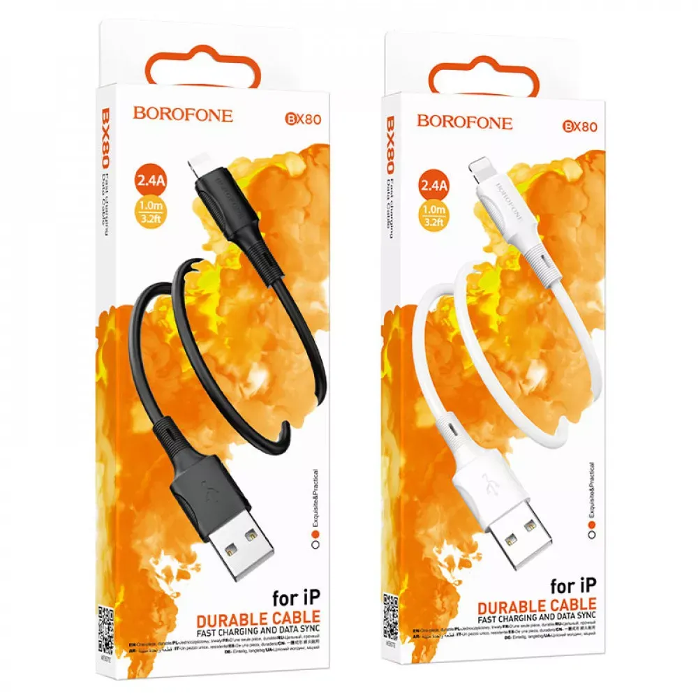 Кабель Lightning 2.4A (1m) Borofone BX80 — White - фото 9