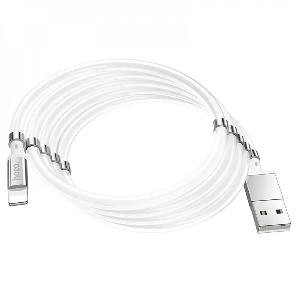 Кабель Lightning 2.4A (1m) Hoco U91 Magnetic — White - фото 8