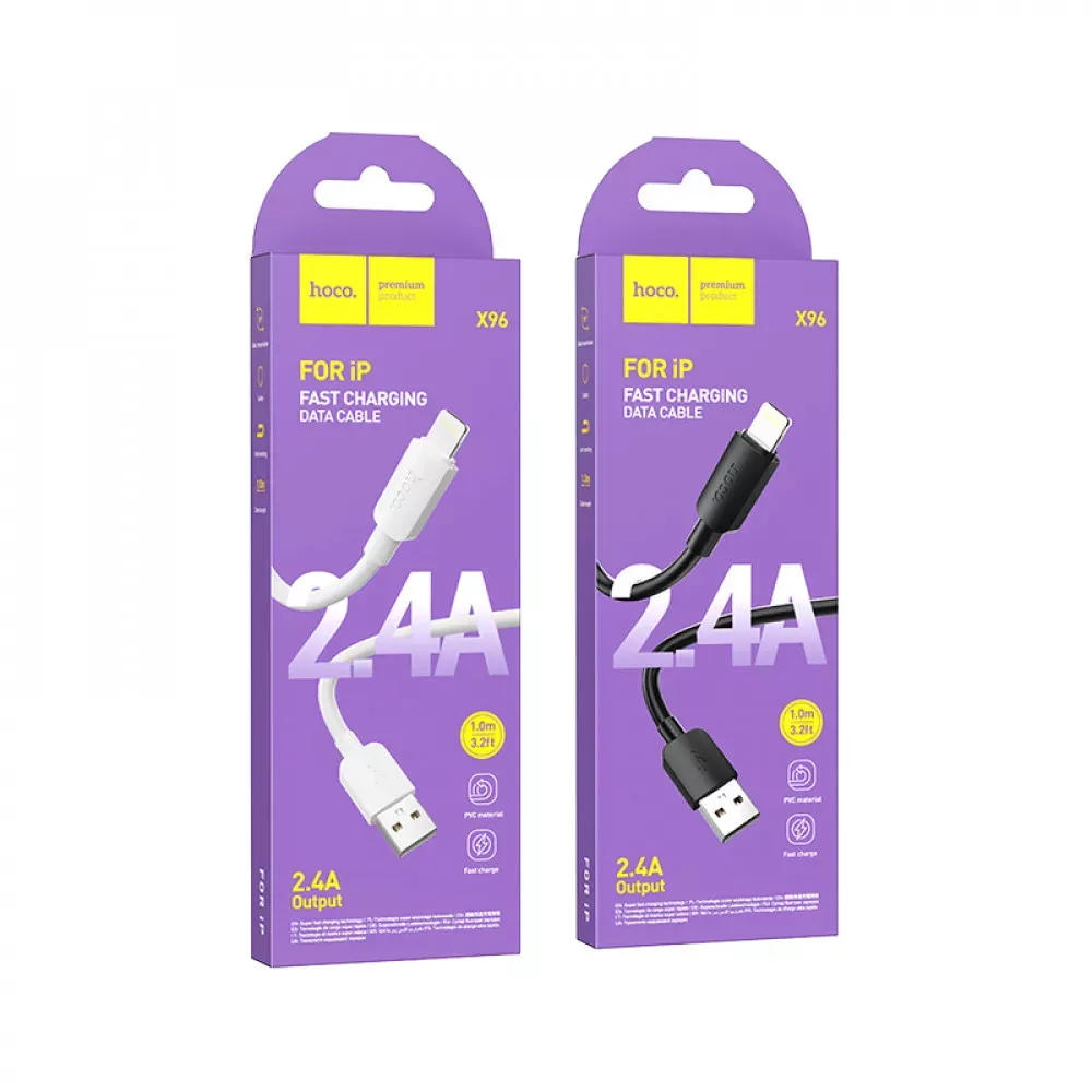 Кабель Lightning 2.4A (1m) Hoco X96 — White - фото 3