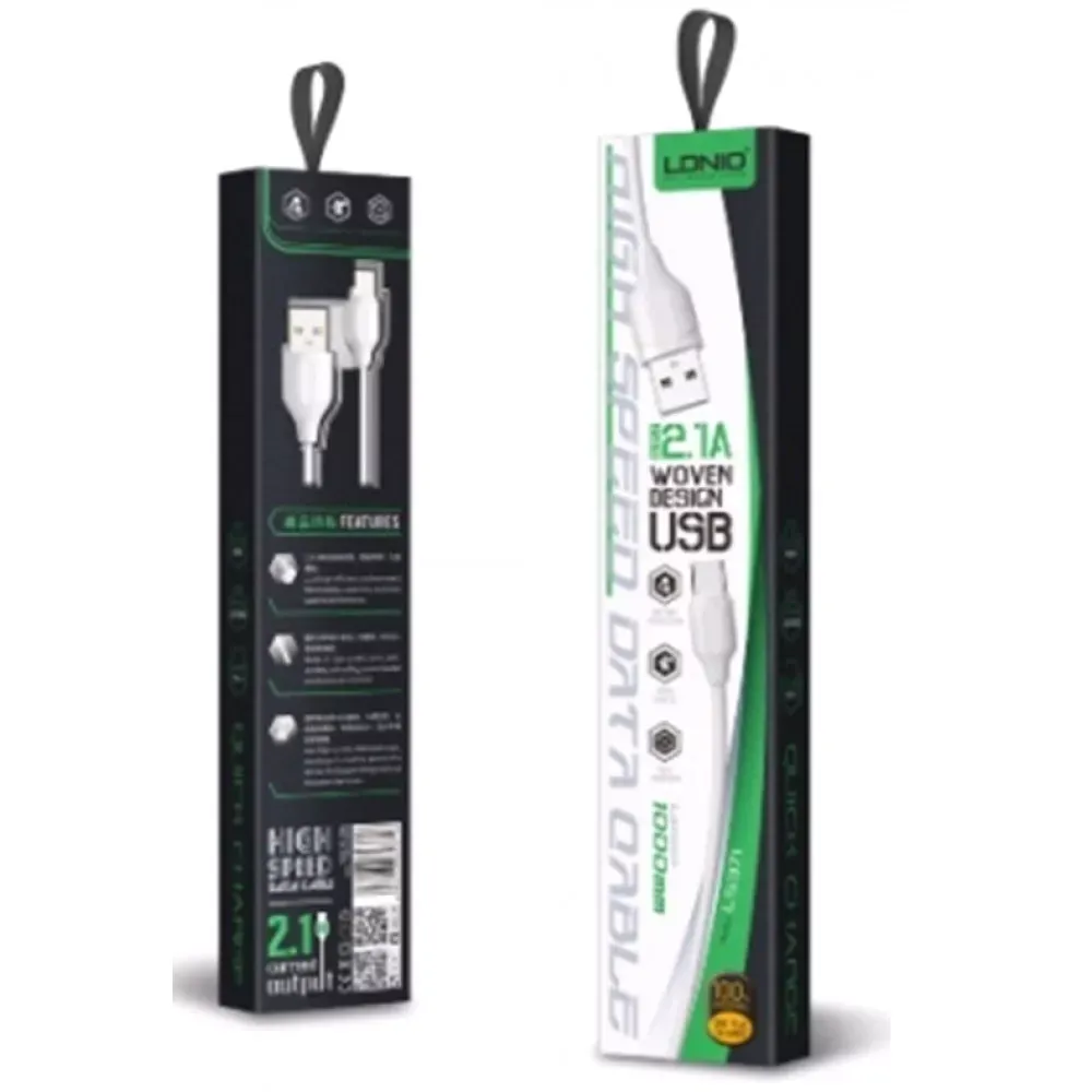 Кабель Lightning 2.4A (1m) Ldnio LS371 White - фото 3