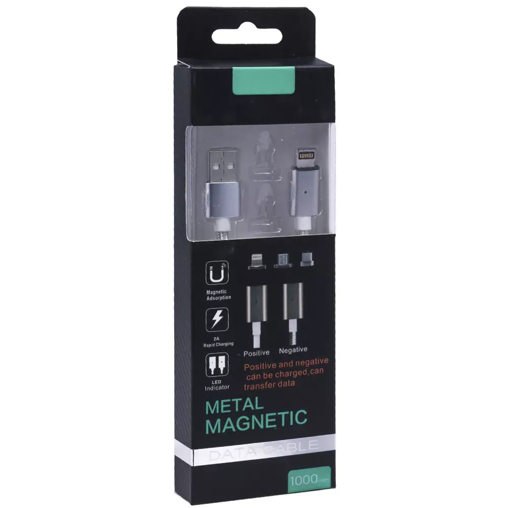 Кабель Lightning 2A (1m) Metal Magnetic MultiColor - фото 4
