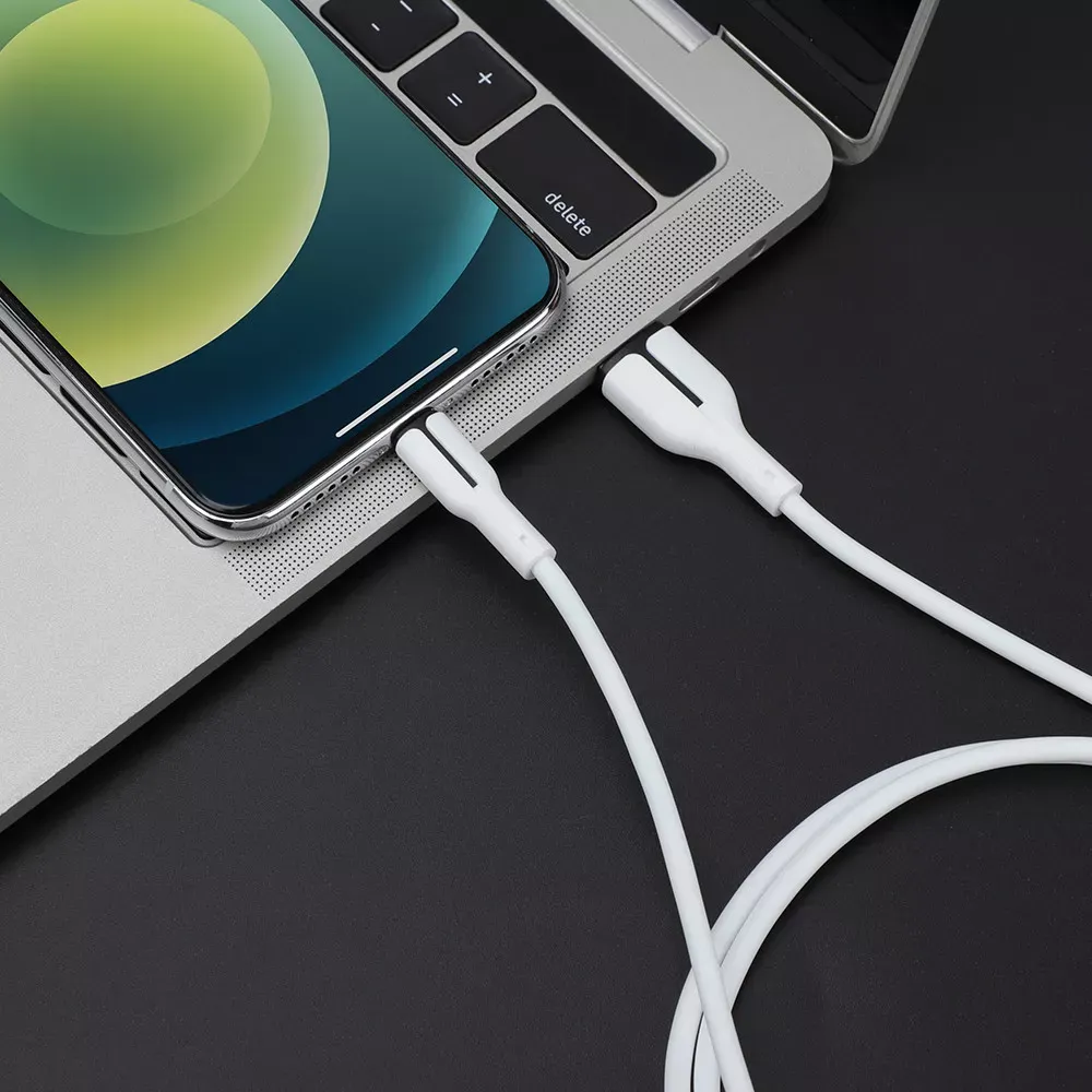 Кабель Lightning 3A (1m) Veron SL06 Silicon — White - фото 4