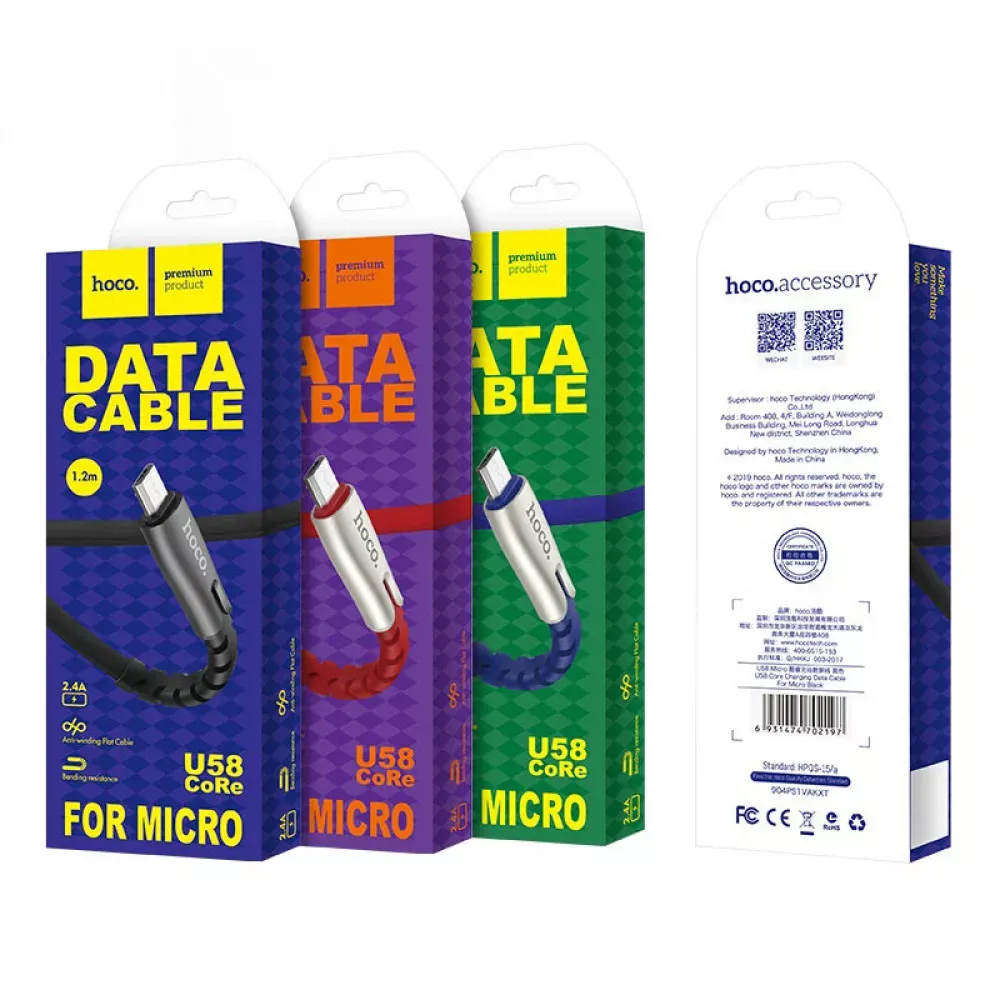Кабель Micro 2.4A (1.2m) Hoco U58 — Black - фото 8