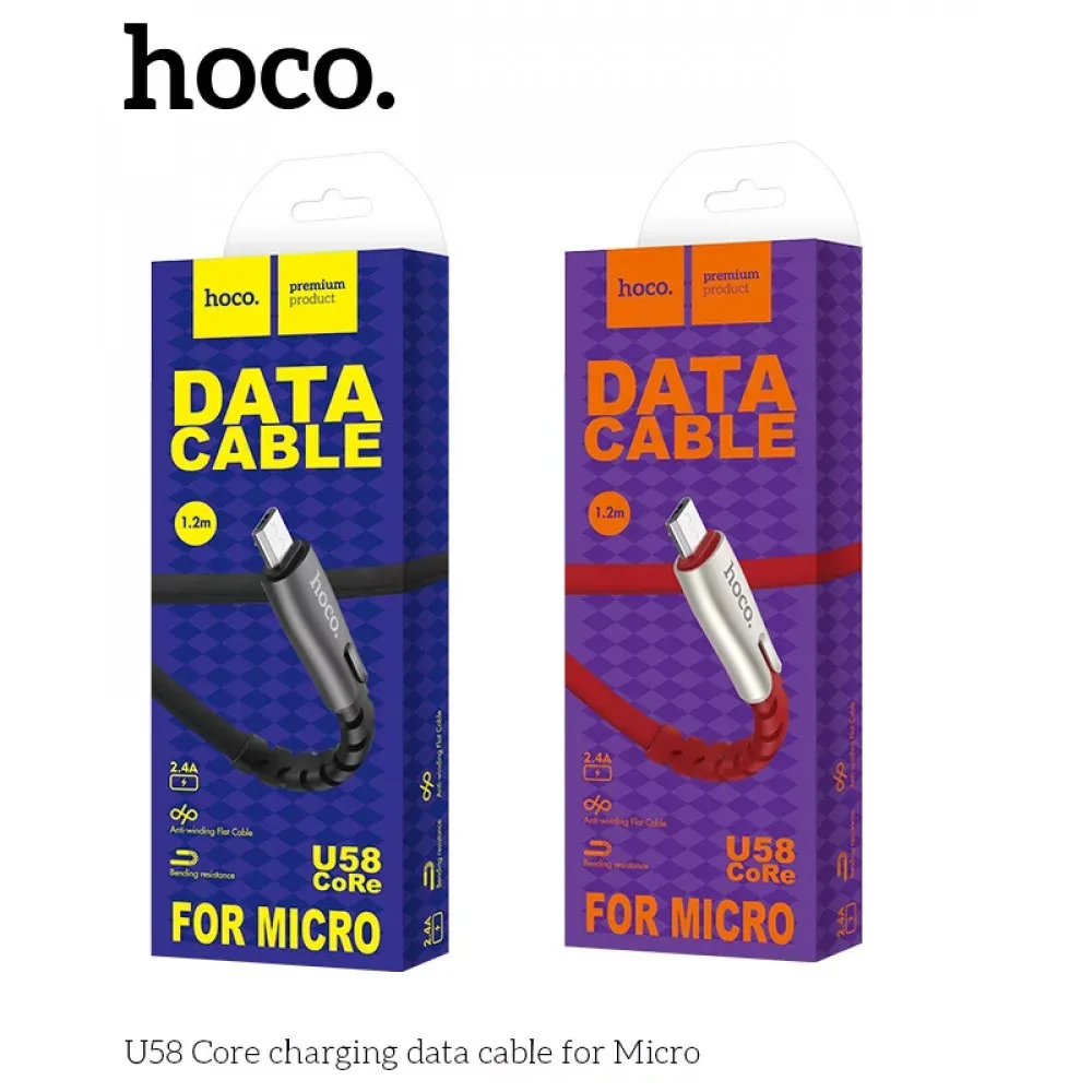 Кабель Micro 2.4A (1.2m) Hoco U58 — Black - фото 9