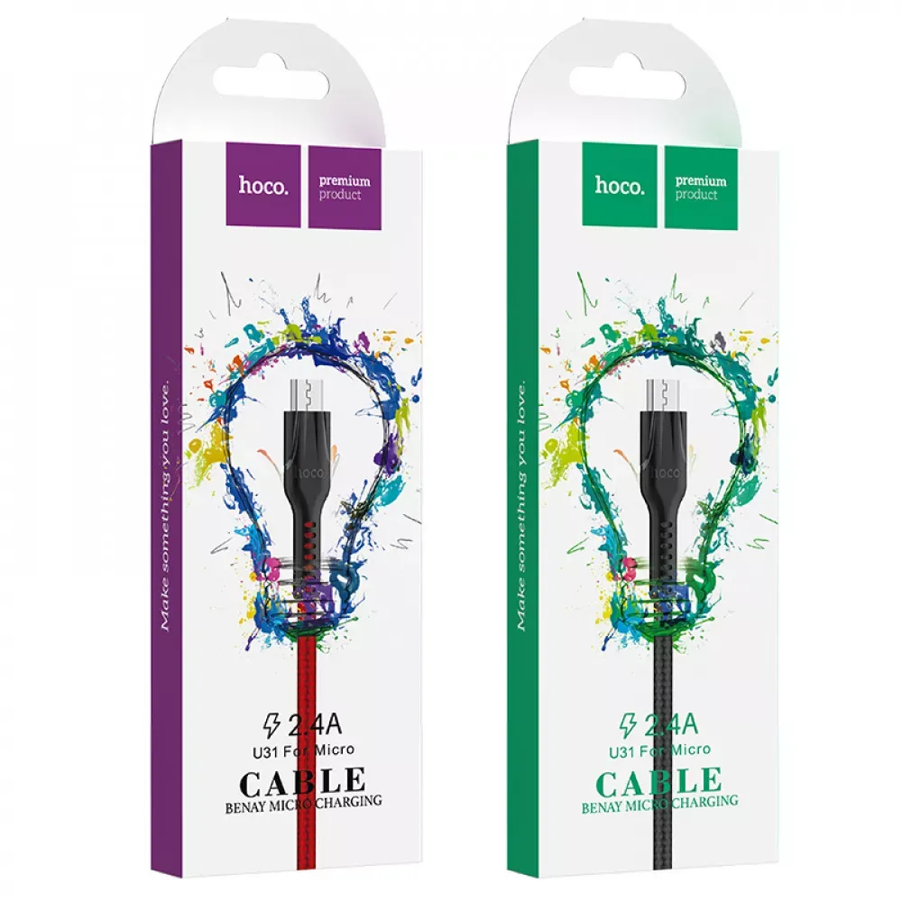 Кабель Micro 2.4A (1.2m) — Hoco U31 — Black - фото 3