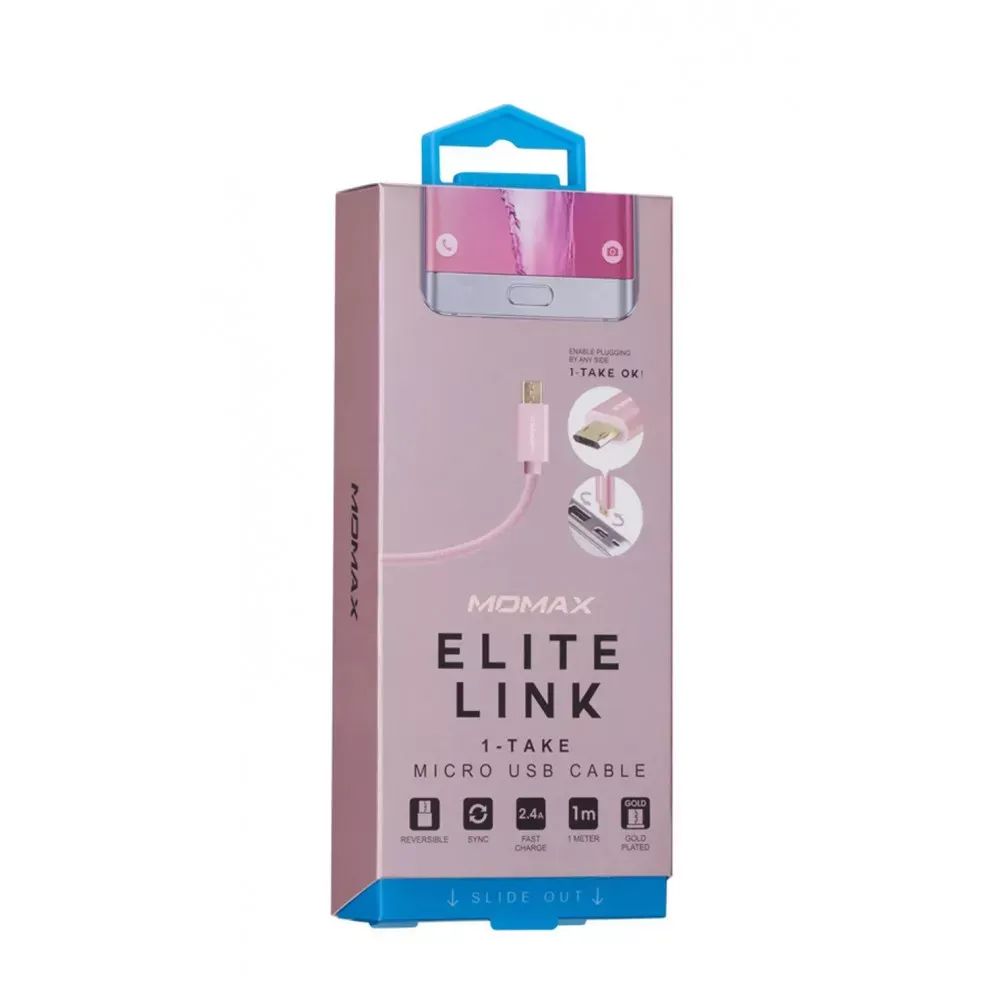 Кабель Micro 2.4A (1m) Momax DDM3L2 — Rose Gold - фото 3