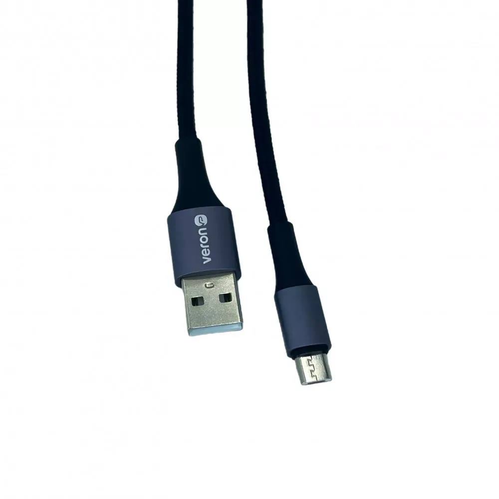 Кабель Micro 2.4A (1m) Veron NM09 Nylon — Black - фото 5