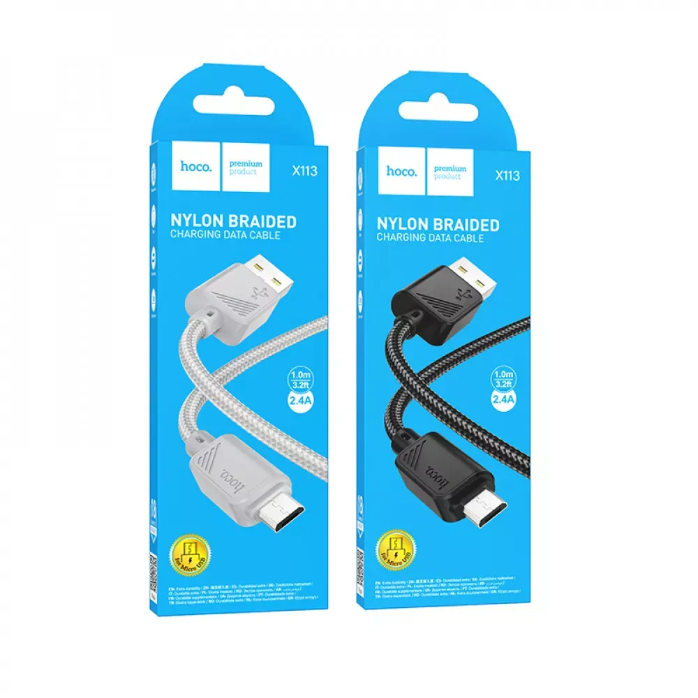 Кабель Micro 2.4A (1m) — Hoco X113 — Gray - фото 3