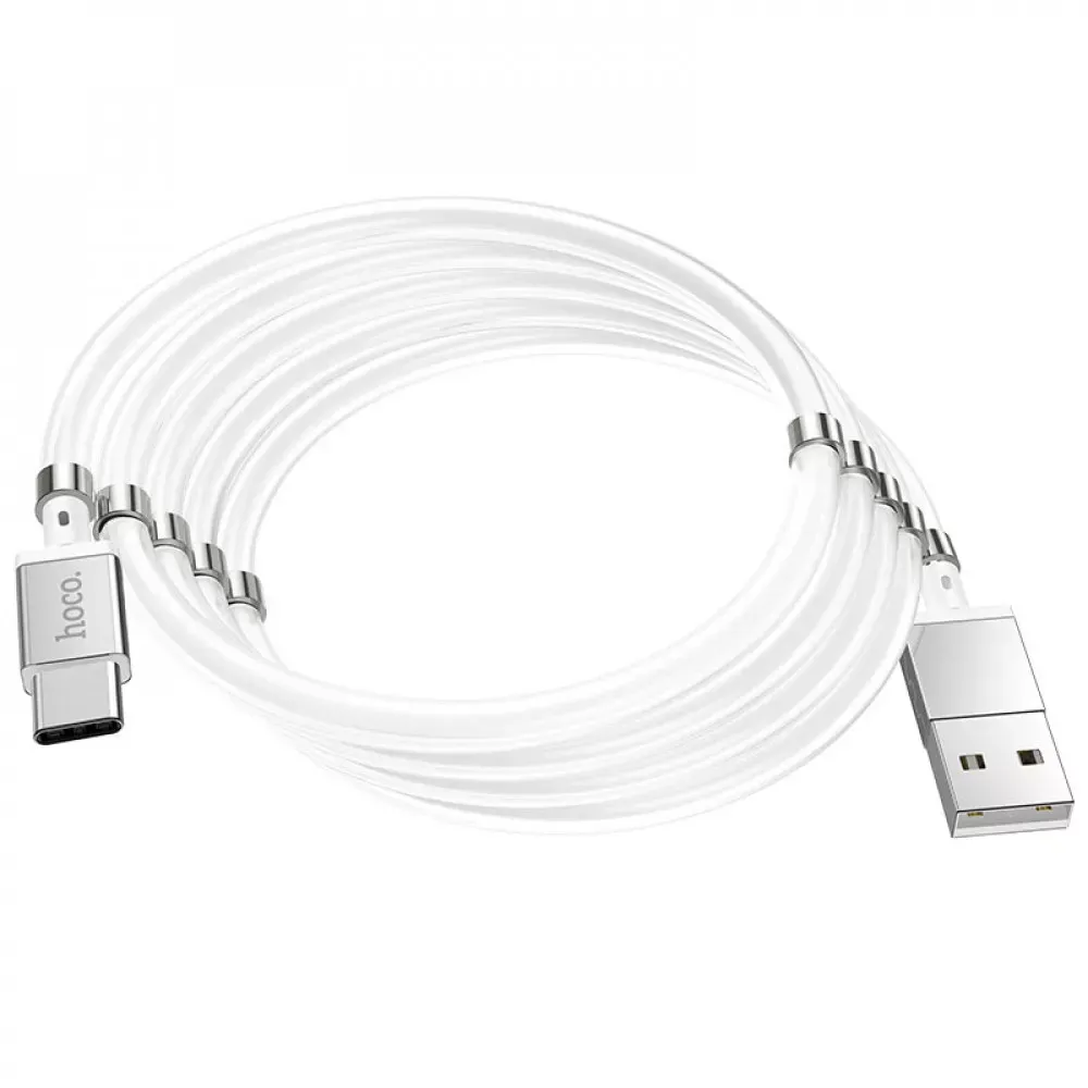 Кабель USB C 2.4A (1m) Hoco U91 Magnetic — White - фото 8
