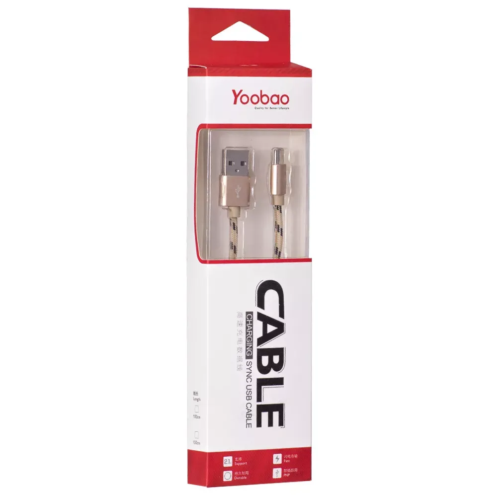 Кабель USB C 2A (1m) Yoobao YB415C — Gold - фото 3