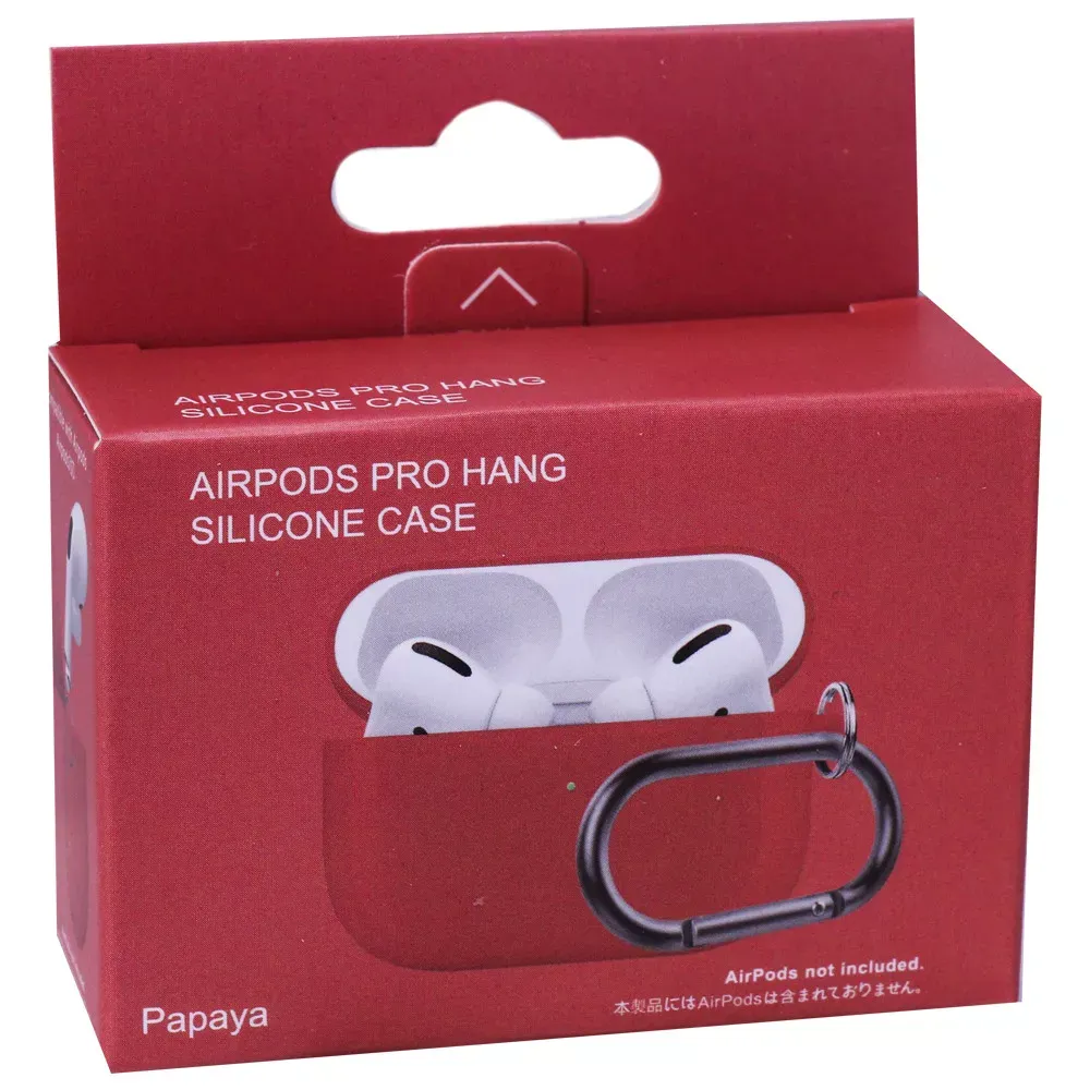 Airpods Pro Case Silicone With Carabine — Papaya — фото 4