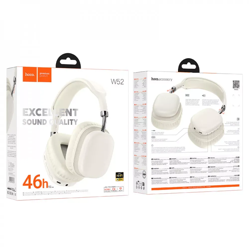Bluetooth Headphones — Hoco W52 — Milky White - фото 3