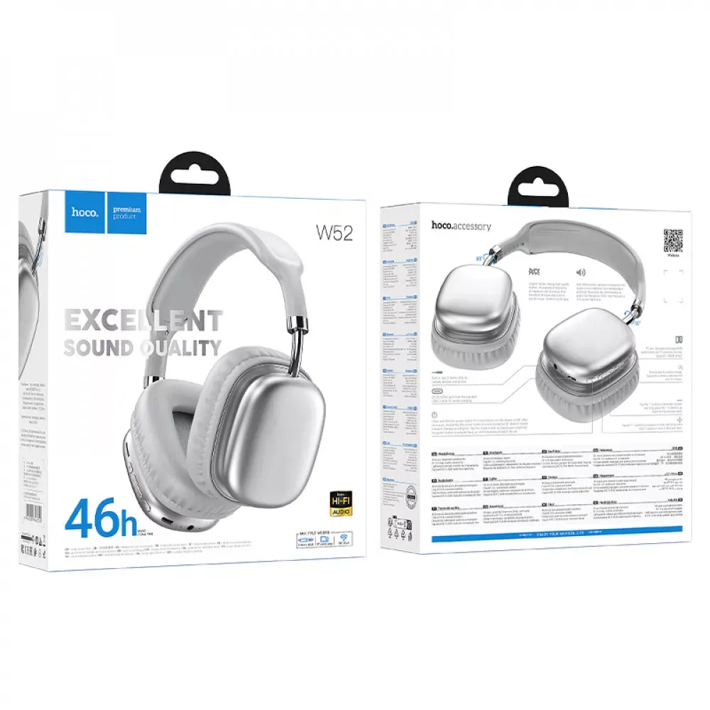 Bluetooth Headphones — Hoco W52 — Silver - фото 3