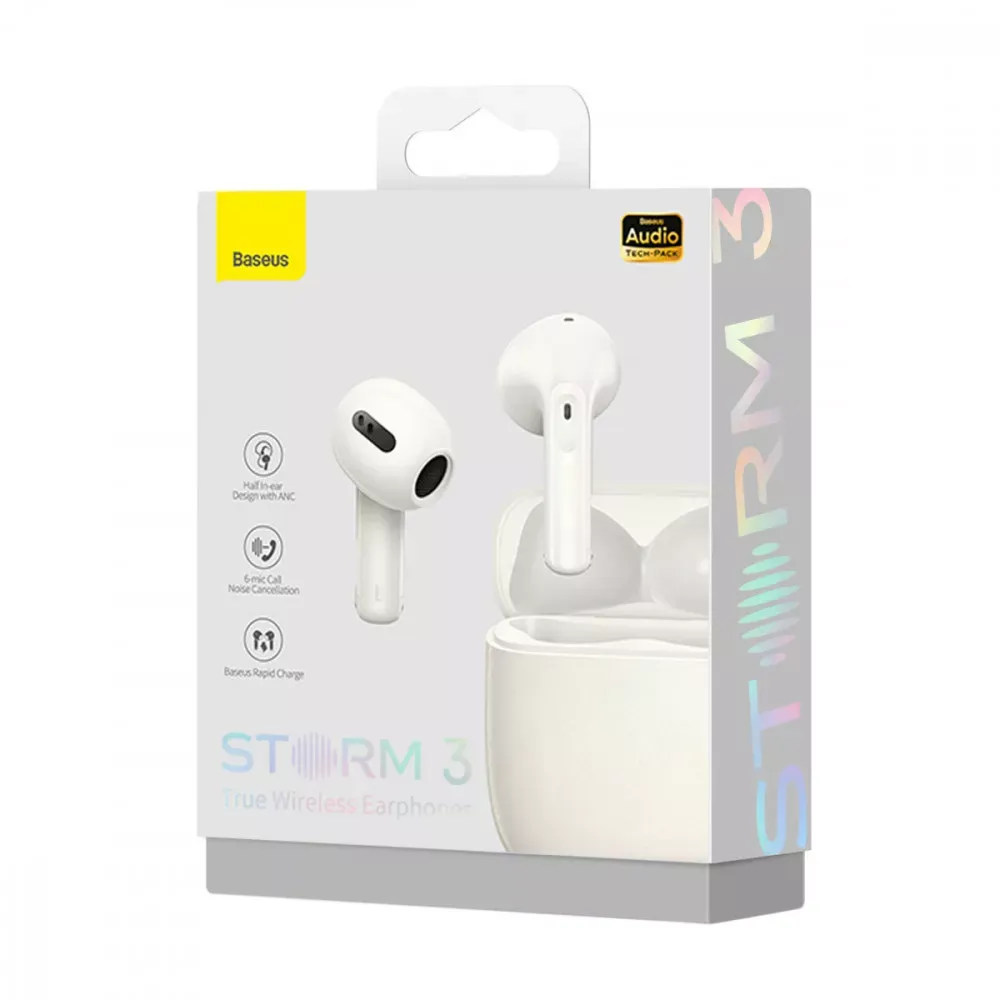 Bluetooth гарнітура TWS Baseus Storm 3 — NGTW140102 White — фото 3