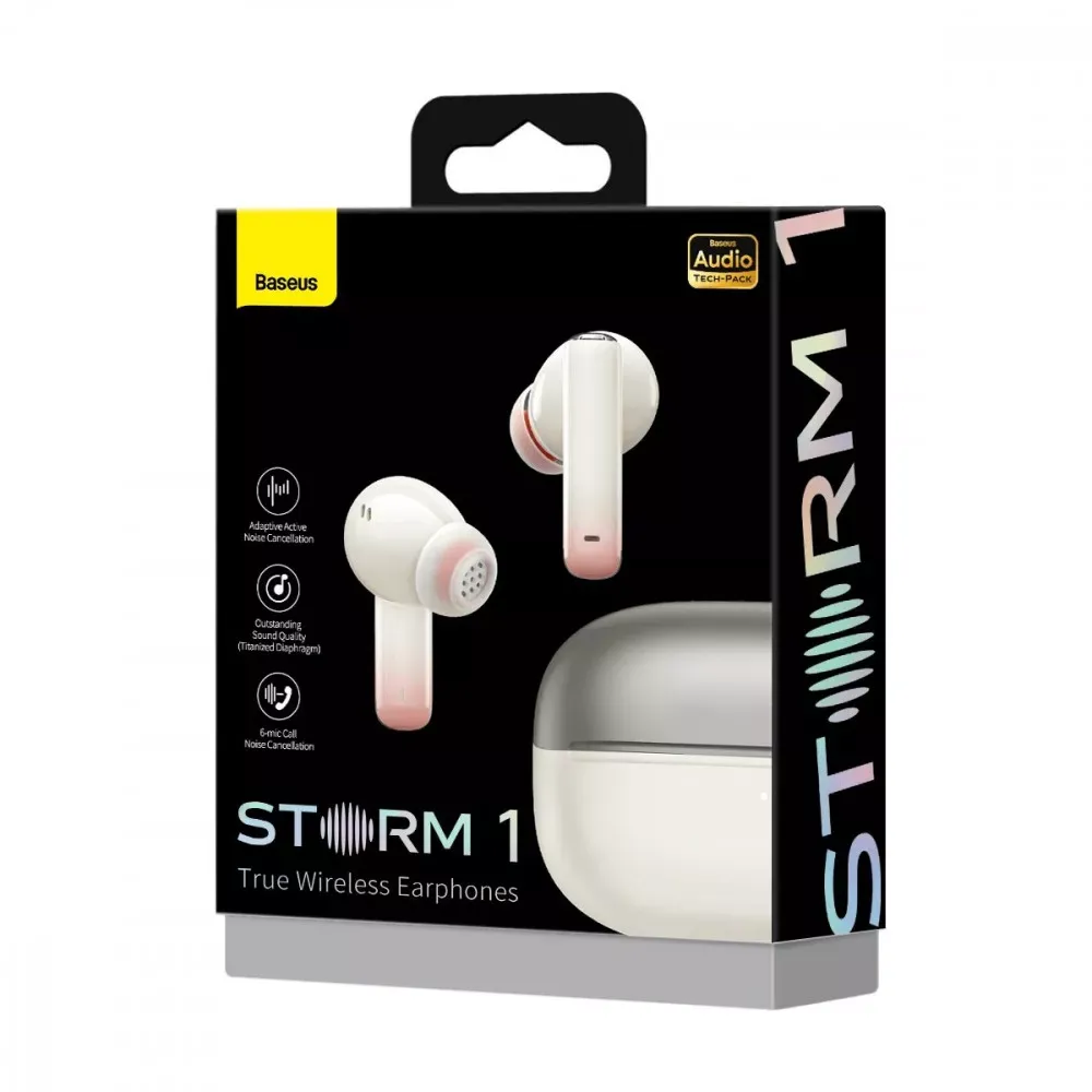 Bluetooth гарнітура TWS Baseus (NGTW1402) Storm 1 — NGTW140202 White - фото 3