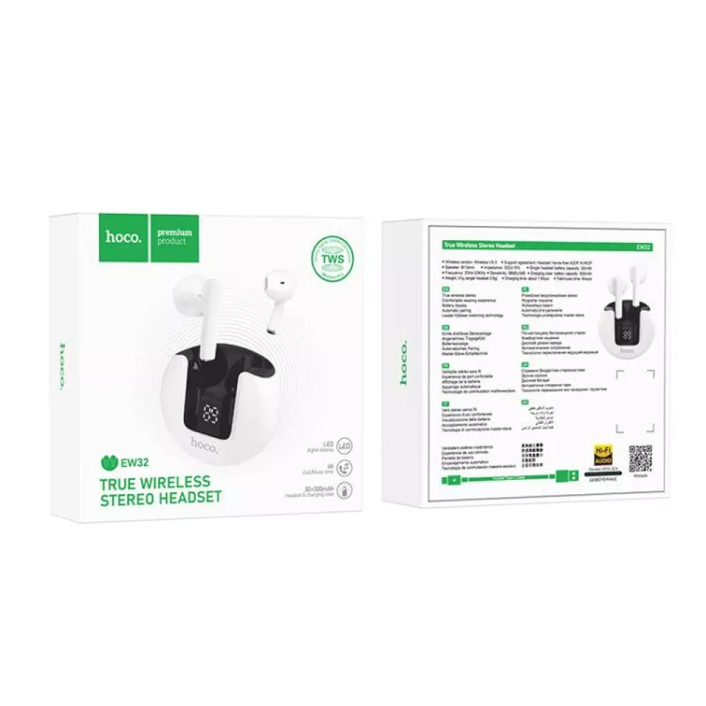Bluetooth гарнітура TWS Hoco EW32 Gentle — White - фото 3