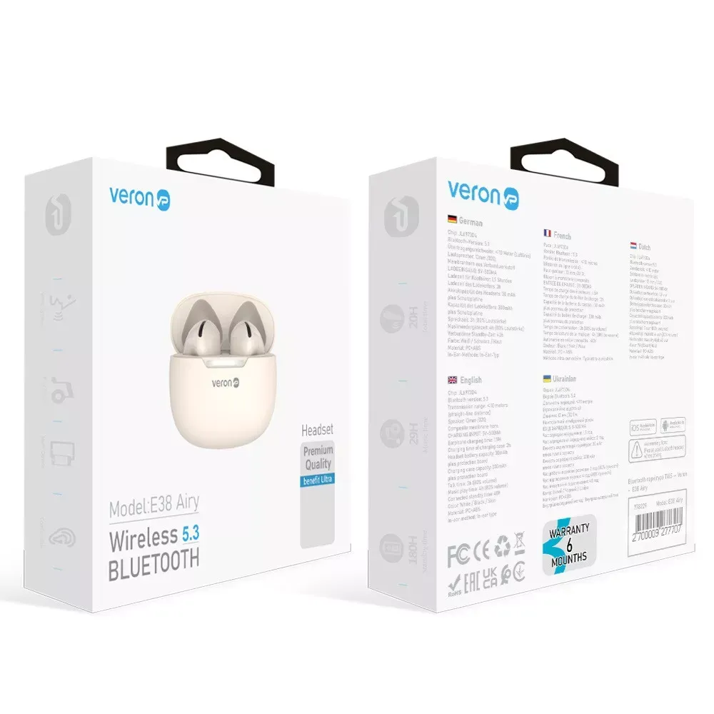 Bluetooth гарнітура TWS — Veron -  E38 Airy - фото 3