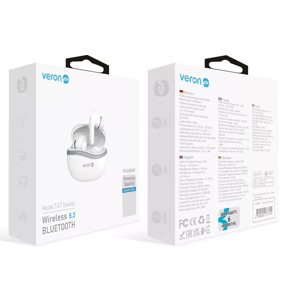 Bluetooth гарнітура TWS — Veron -  T47 lovely - фото 3