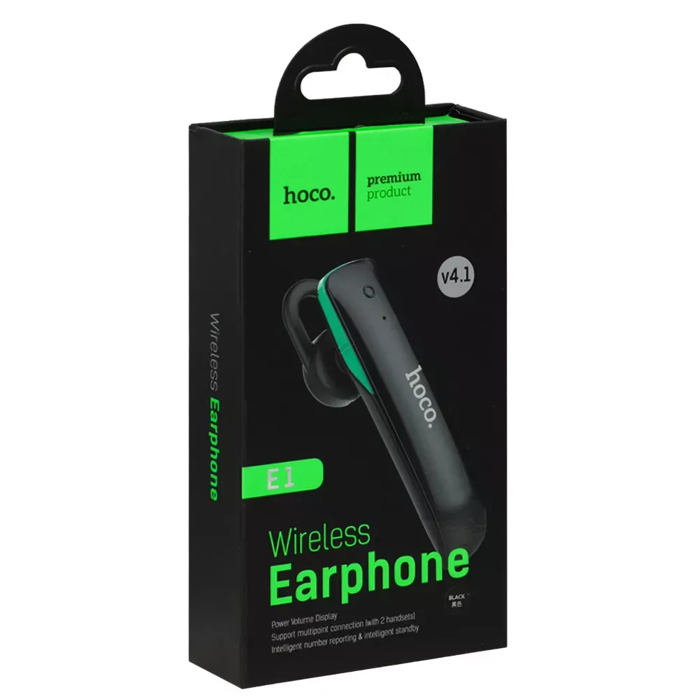 Bluetooth-гарнітура — Hoco E1 Black __ - фото 3