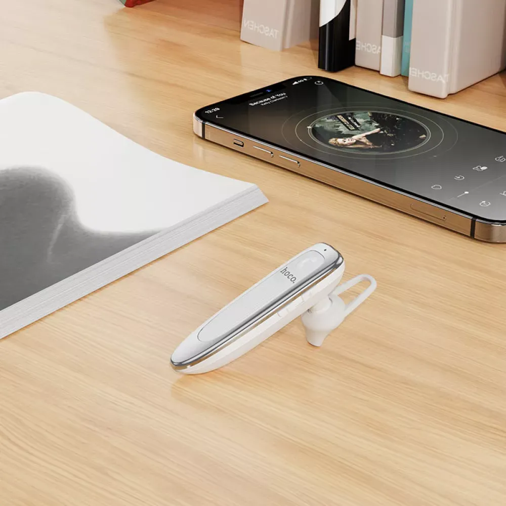 Bluetooth-гарнітура — Hoco E60 Brightness business — White - фото 9