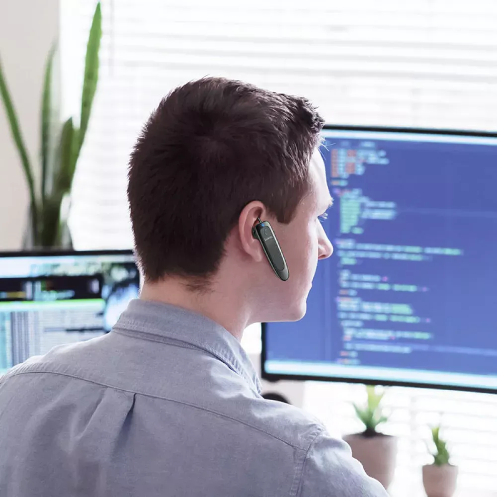 Bluetooth-гарнітура — Hoco E60 Brightness business — White - фото 10