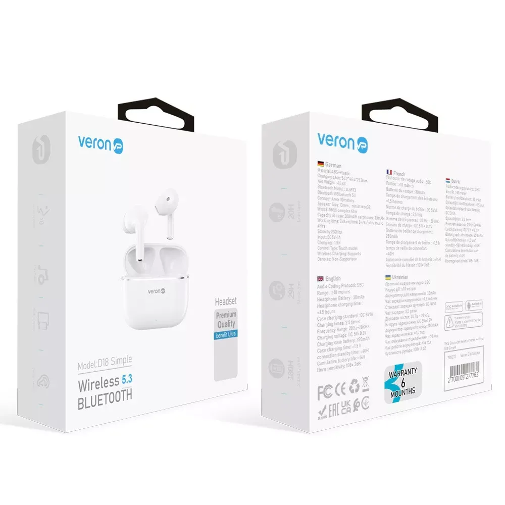 TWS Bluetooth Headset Veron — Veron D18 Simple - фото 3
