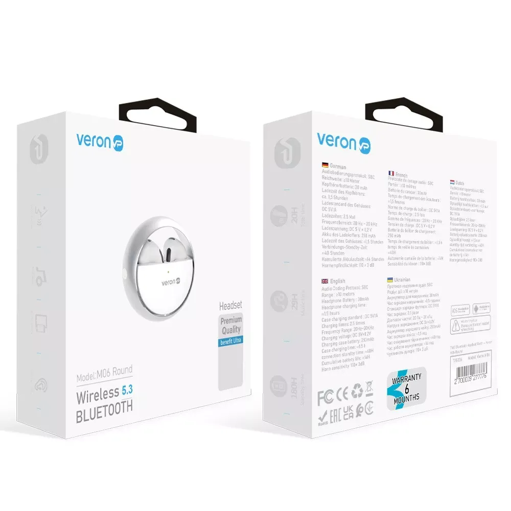 TWS Bluetooth Headset Veron — Veron M06 Round - фото 3