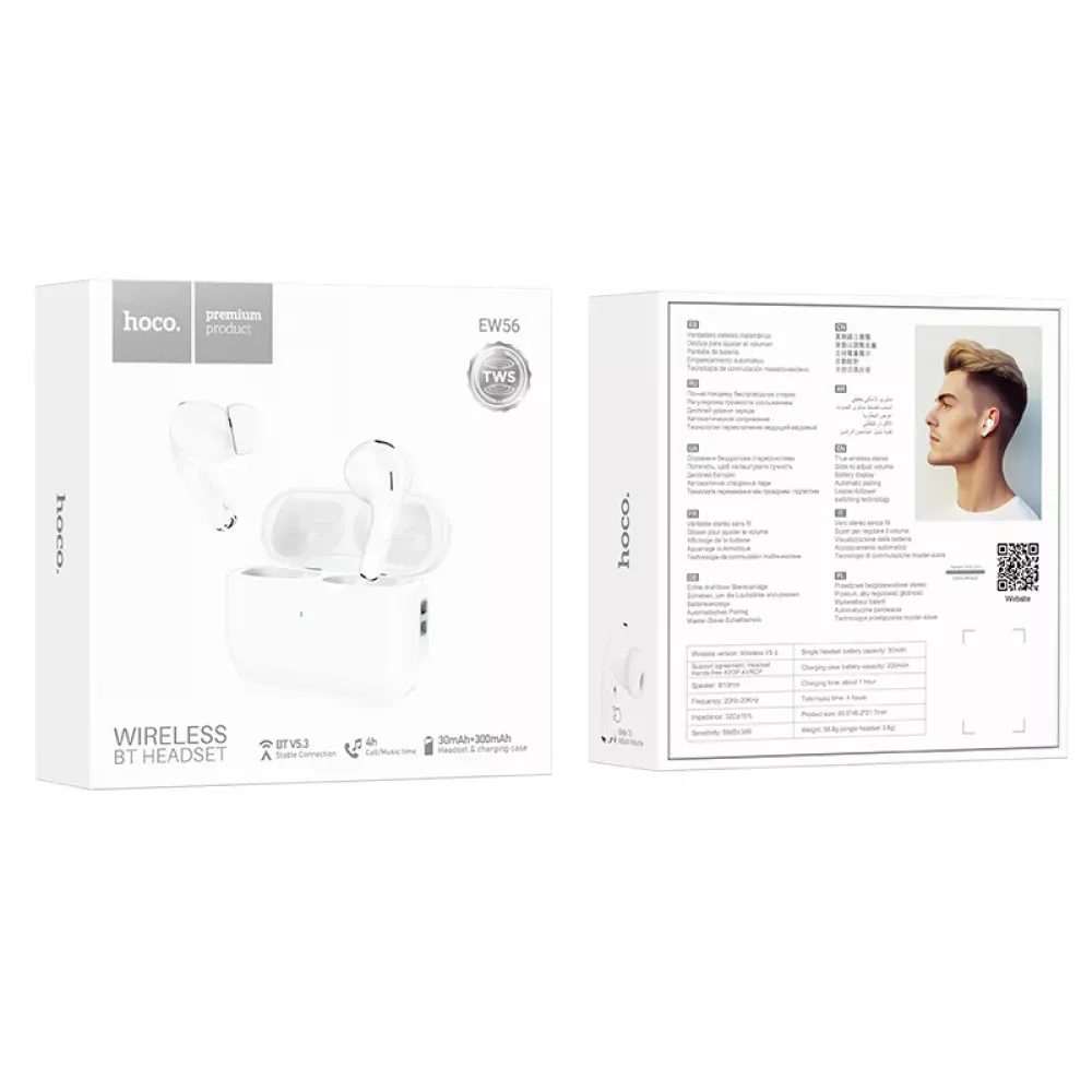TWS Bluetooth Headset — Hoco EW56 — White - фото 3