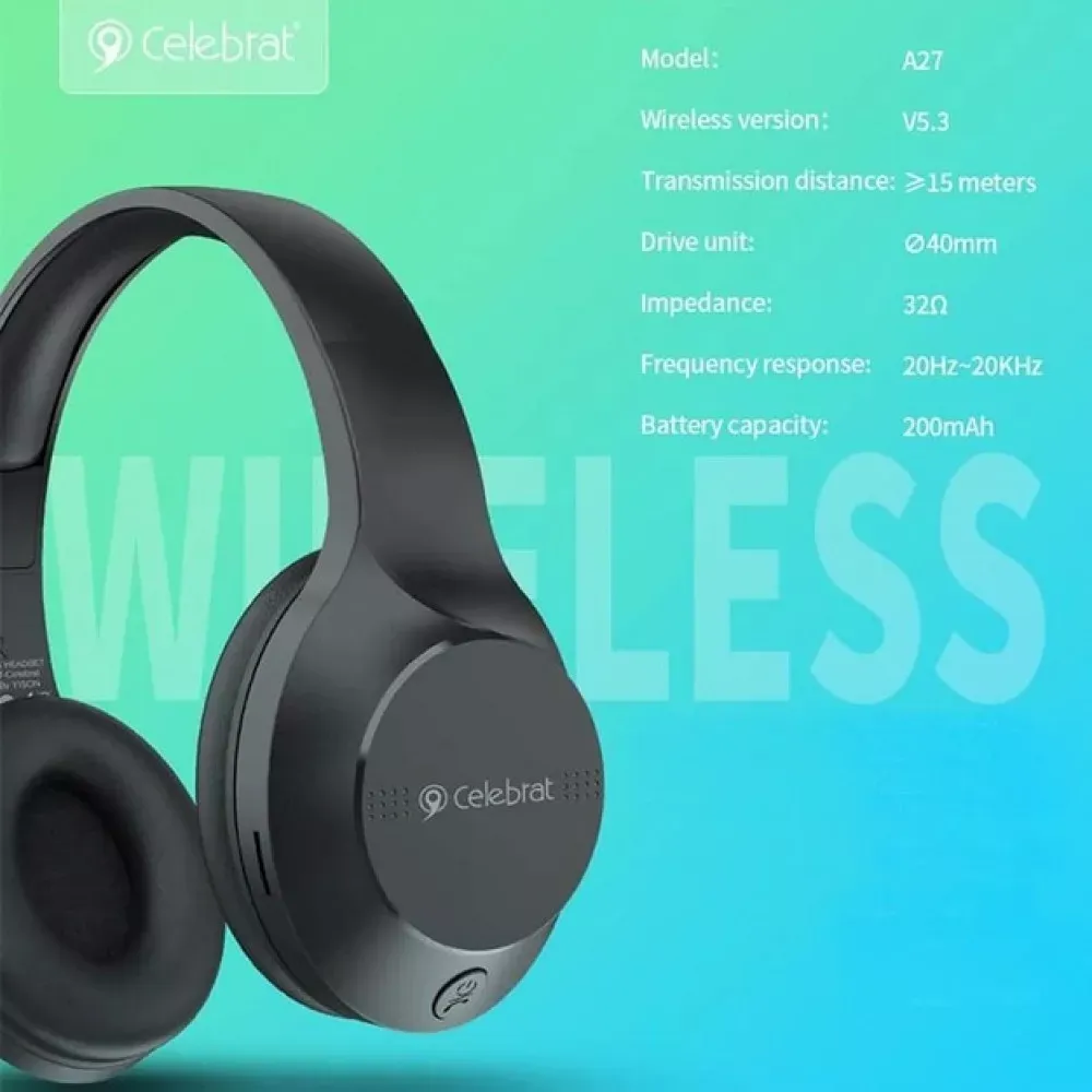 Навушники Bluetooth Celebrat A27 — Black — фото 5