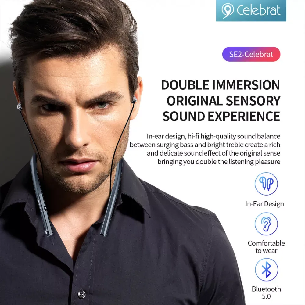 Навушники Bluetooth Celebrat SE2 — Black - фото 8